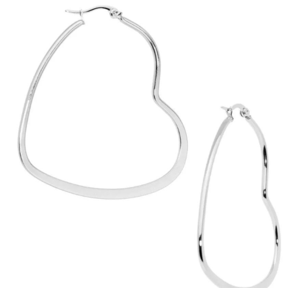 50mm Stainless Steel Heart Hoop Earrings